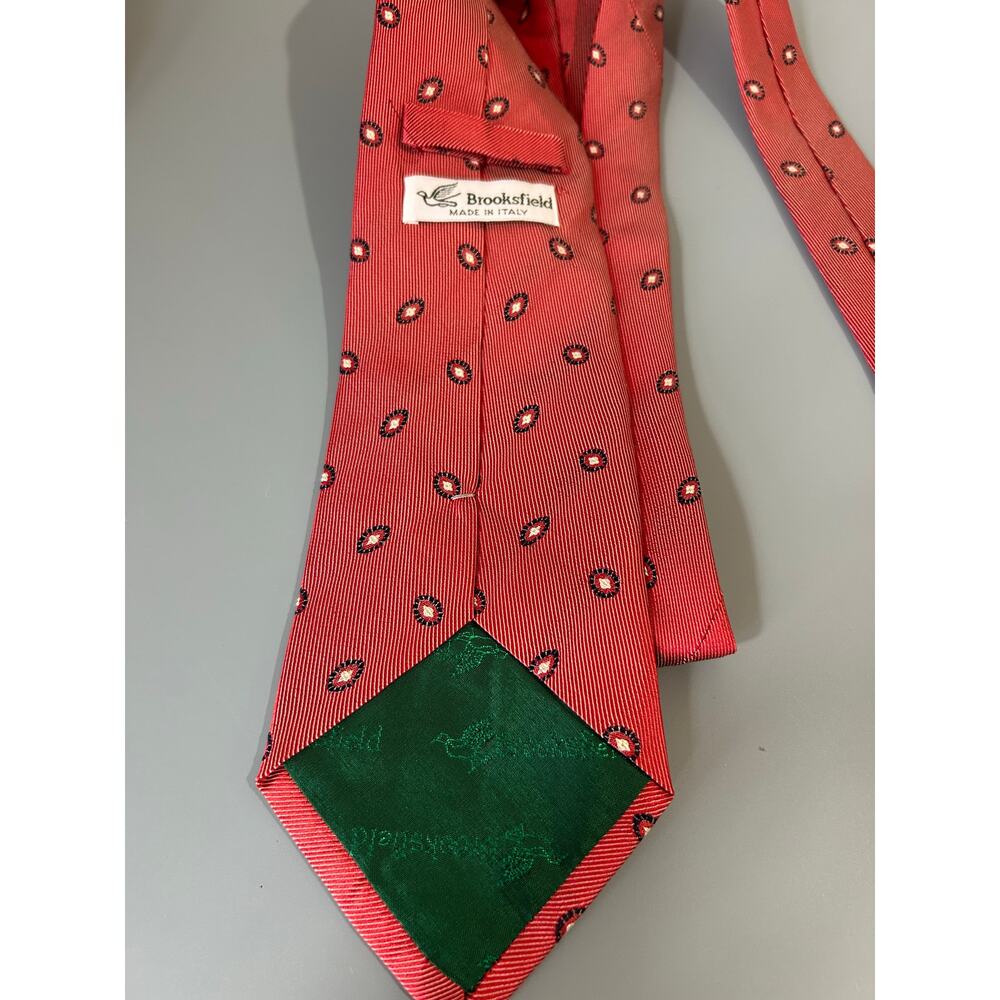 Brooksfield Red Patterned Silk Neck Tie - Italy Made - Picture 4 of 5